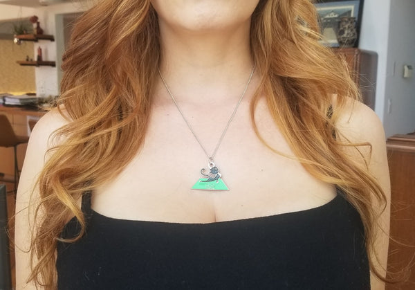 yoga cat necklace on woman