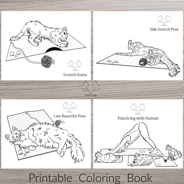 Cats Practicing Yoga PDF Coloring Book