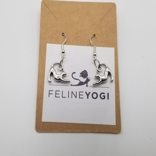 yoga cat earrings in Feline Yogi packaging