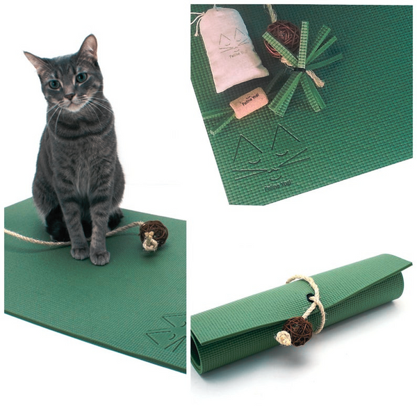 Feline Yogi Yoga Cat Mat Gift Set-Forest Green